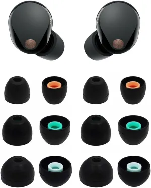 BLUEWALL Ear Tips eartips Earbuds Tips Compatible with Sony WF-1000XM5, Fit in Case Earbuds Slicone Tip Compatible with Sony WF-1000XM5 6 Pairs SML Black