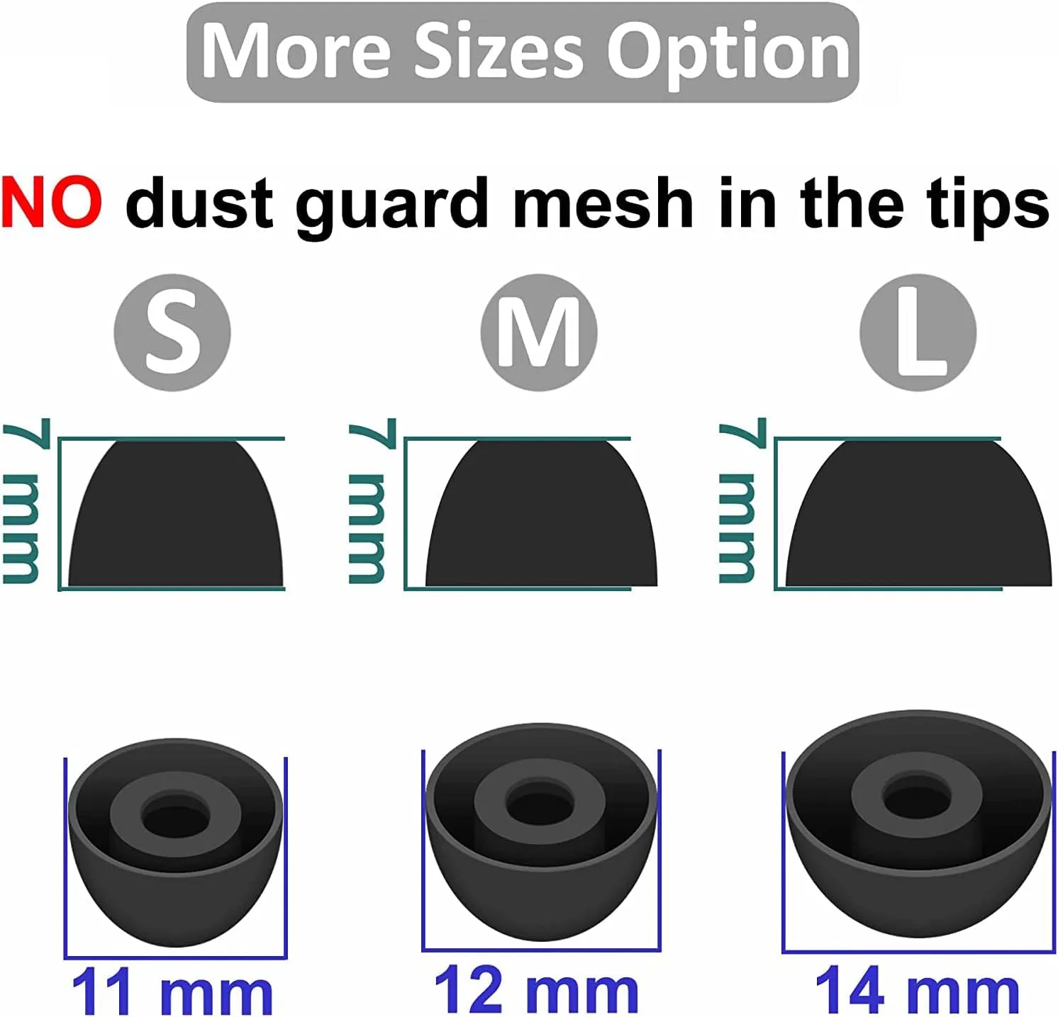 BLUEWALL Eartips Compatible with Galaxy Buds 2 Pro Earbuds SM-R510, Fit in Case Earbuds Tips Soft Silicone Replacement Ear Tips Compatible with Galaxy Buds 2 Pro SM-R510, 6 Pairs Black