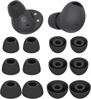 BLUEWALL Eartips Compatible with Galaxy Buds 2 Pro Earbuds SM-R510, Fit in Case Earbuds Tips Soft Silicone Replacement Ear Tips Compatible with Galaxy Buds 2 Pro SM-R510, 6 Pairs Black