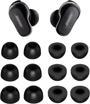 BLUEWALL Foam Ear Tips Compatible with Bose QuietComfort Ultra Earbuds, S/M/L Sizes Fit in Case Soft Memory Foam Tip Eartips Foam Compatible with QuietComfort Ultra 6 Pairs Black