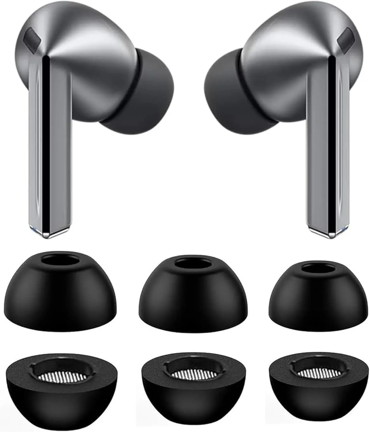 BLUEWALL Foam Ear Tips Compatible with Galaxy Buds 3 Pro Earbuds SM-R630NZAEXAR, 3 Pairs S/M/L Sizes Replacement Memory Foam Earbuds Tips, Compatible with Galaxy Buds 3 Pro SM-R630 Black sml