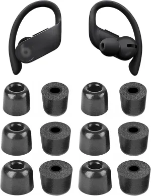 BLUEWALL Foam Eartips Compatible with Powerbeats Pro Earbuds PB Pro, S/M/L 3 Sizes 6 Pairs Soft Memory Foam Earbud Tips Replacement Eartips Compatible with PB Pro 6 Pairs Black