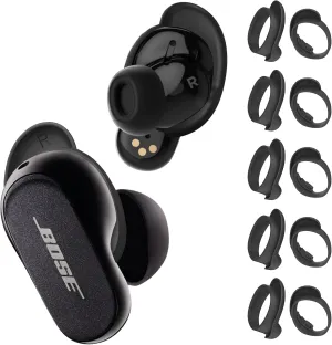 Bose QuietComfort Ear Tips Covers - 5 Pairs, Anti Slip Silicone Sport Wingtip, Compatible with QC Earbuds 2 & Ultra (Black)