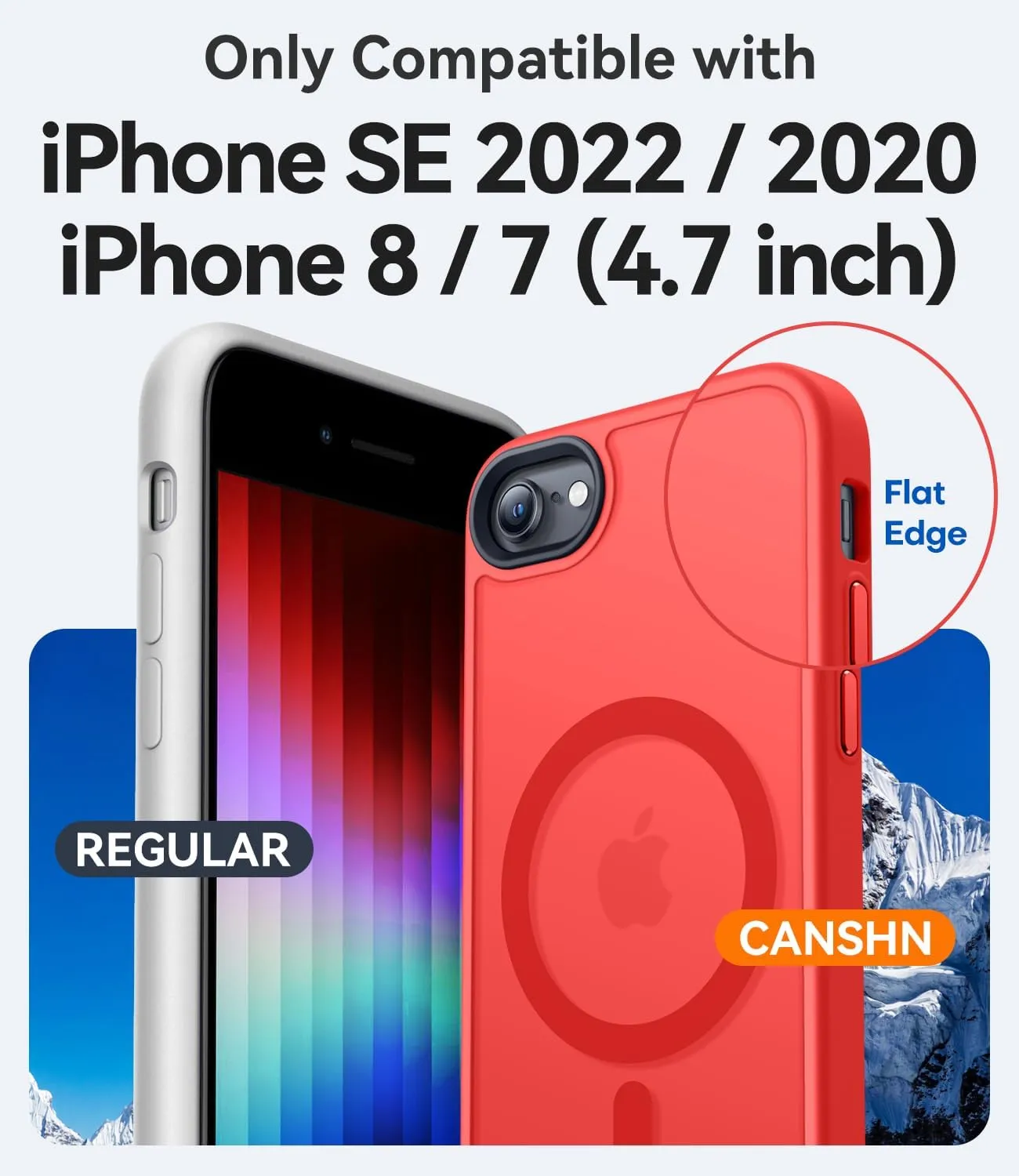CANSHN Magnetic Case for iPhone SE 2022/iPhone SE 2020/iPhone 8, Built in Magnets Compatible with MagSafe, Translucent Matte Back Phone Cover for iPhone 8/SE 2/SE 34.7" Frosted Red