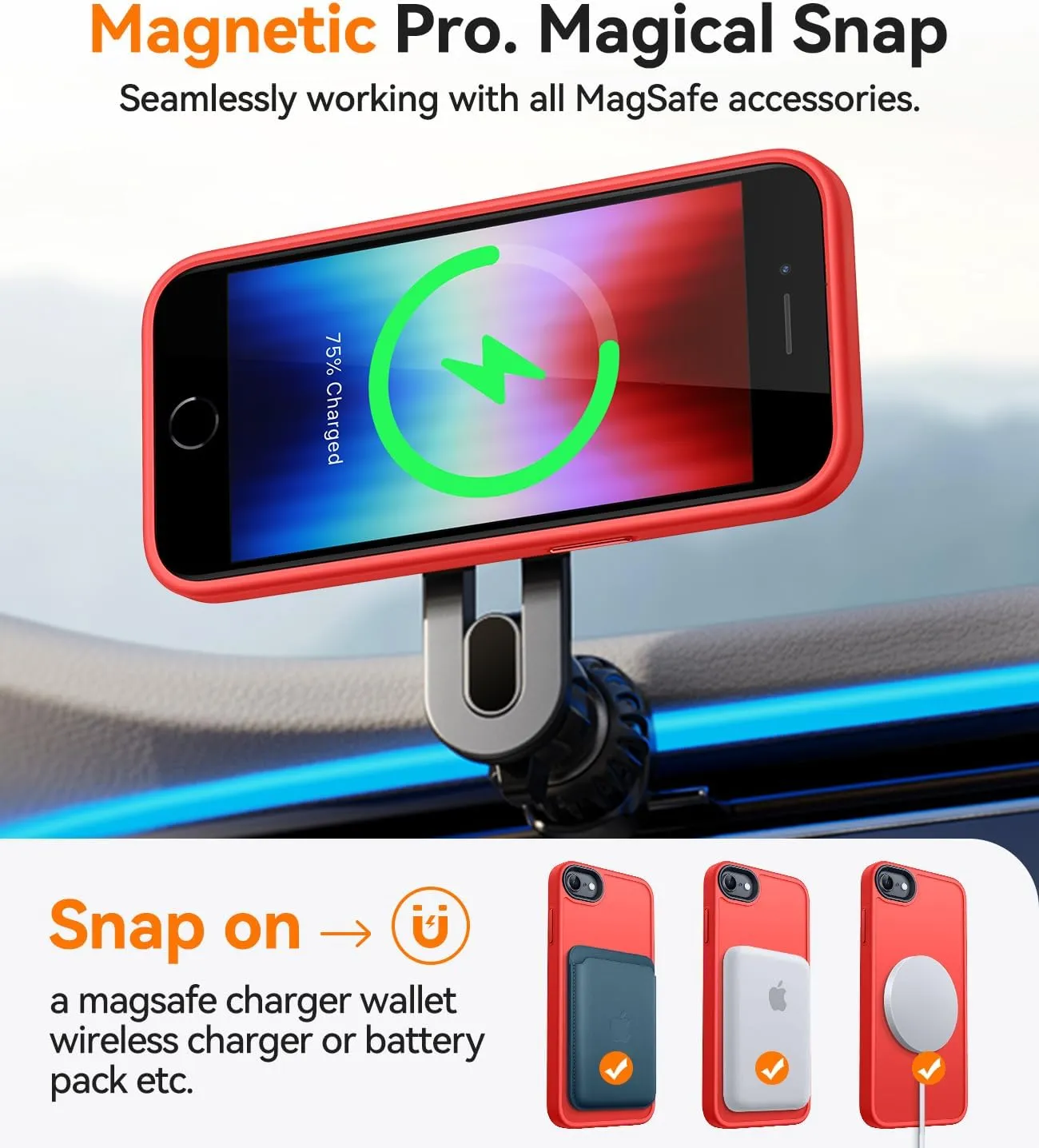 CANSHN Magnetic Case for iPhone SE 2022/iPhone SE 2020/iPhone 8, Built in Magnets Compatible with MagSafe, Translucent Matte Back Phone Cover for iPhone 8/SE 2/SE 34.7" Frosted Red