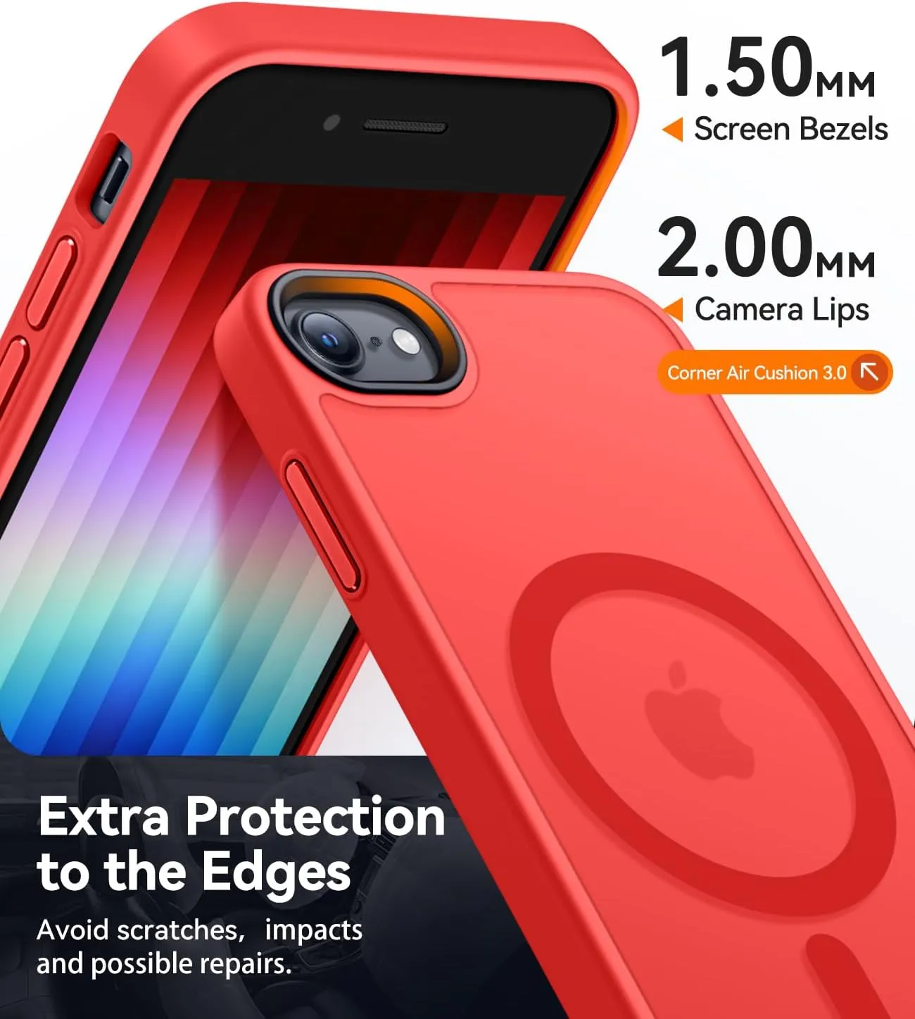 CANSHN Magnetic Case for iPhone SE 2022/iPhone SE 2020/iPhone 8, Built in Magnets Compatible with MagSafe, Translucent Matte Back Phone Cover for iPhone 8/SE 2/SE 34.7" Frosted Red