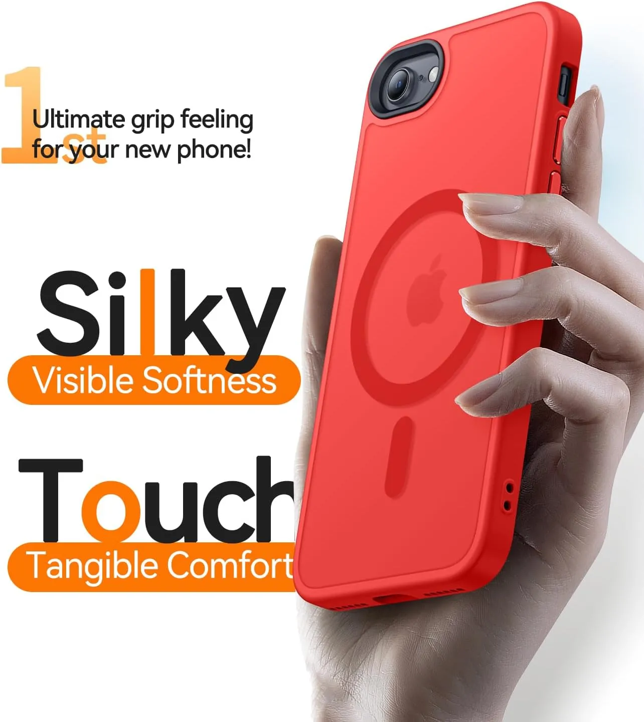 CANSHN Magnetic Case for iPhone SE 2022/iPhone SE 2020/iPhone 8, Built in Magnets Compatible with MagSafe, Translucent Matte Back Phone Cover for iPhone 8/SE 2/SE 34.7" Frosted Red
