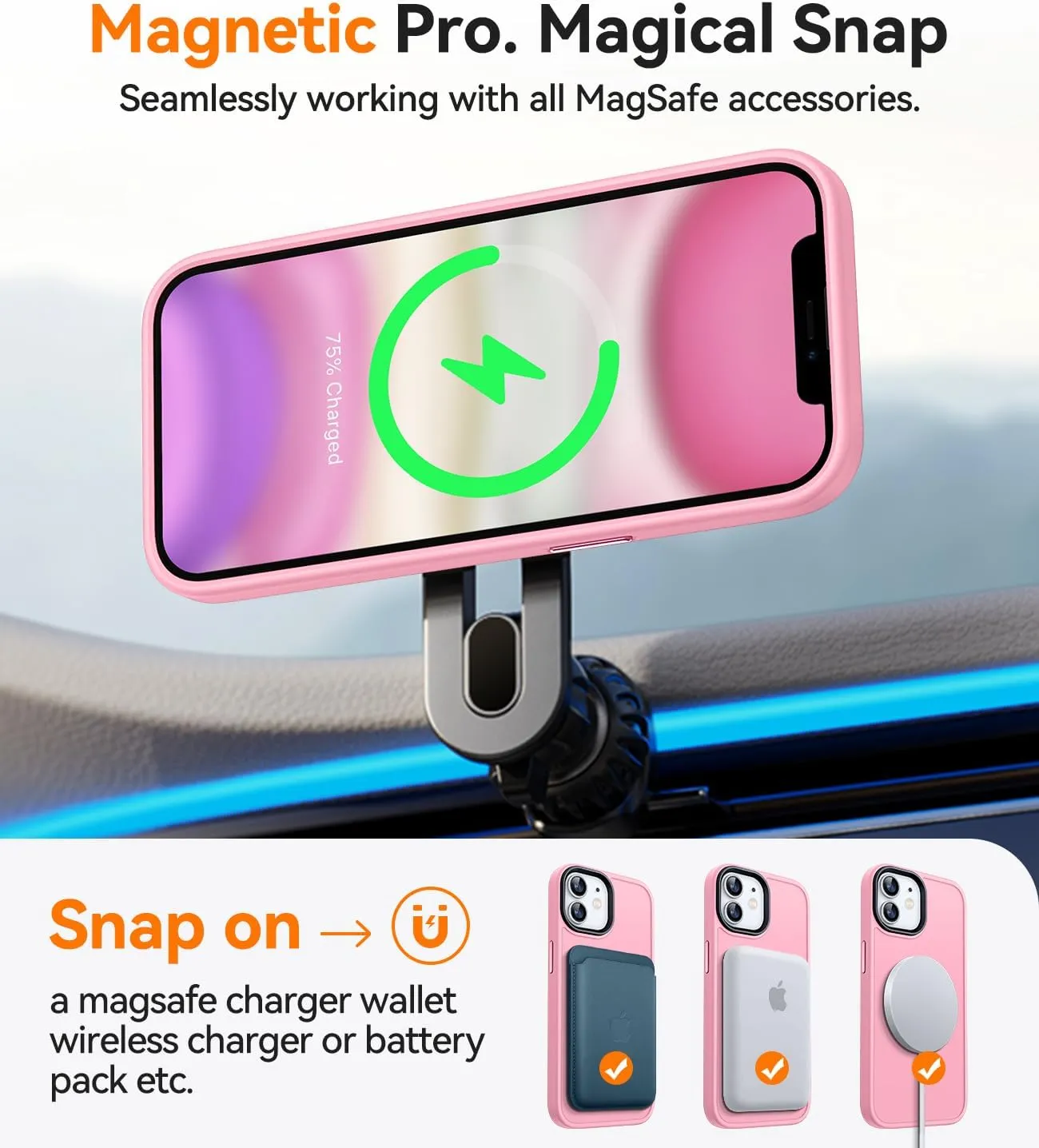 CANSHN Magnetic Compatible with iPhone 11 Case [Compatible with Magsafe] [Translucent Matte] Slim Thin Shockproof Protective Bumper Cover Phone Case Cover 6.1 Inch - Pink