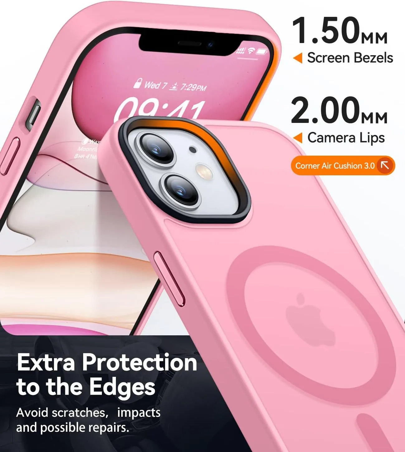 CANSHN Magnetic Compatible with iPhone 11 Case [Compatible with Magsafe] [Translucent Matte] Slim Thin Shockproof Protective Bumper Cover Phone Case Cover 6.1 Inch - Pink