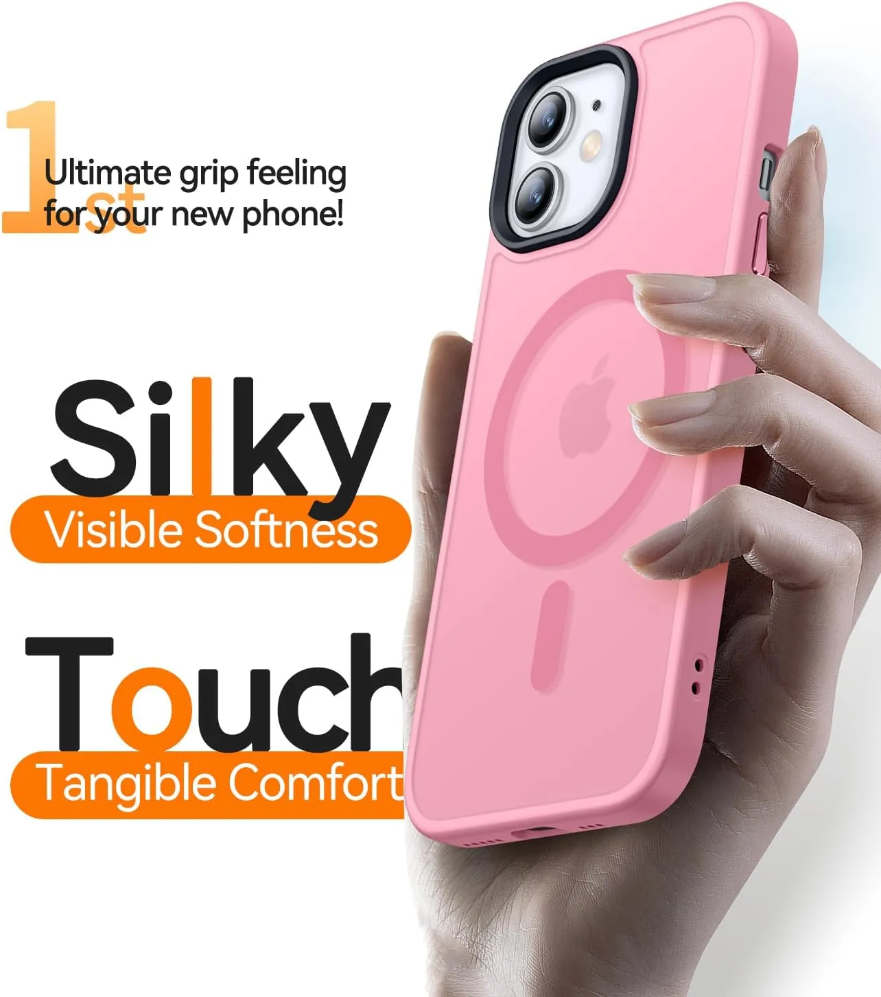CANSHN Magnetic Compatible with iPhone 11 Case [Compatible with Magsafe] [Translucent Matte] Slim Thin Shockproof Protective Bumper Cover Phone Case Cover 6.1 Inch - Pink