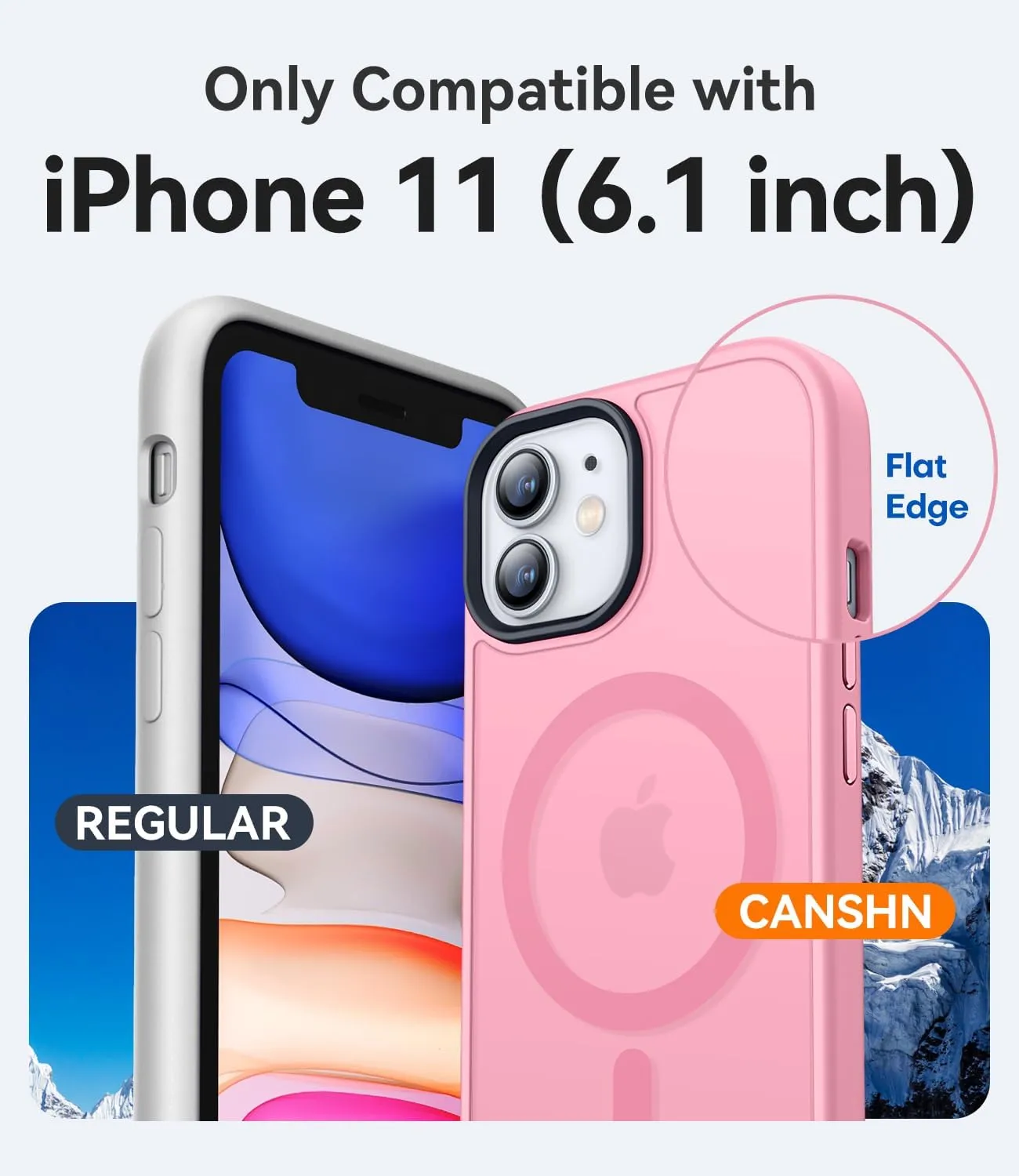 CANSHN Magnetic Compatible with iPhone 11 Case [Compatible with Magsafe] [Translucent Matte] Slim Thin Shockproof Protective Bumper Cover Phone Case Cover 6.1 Inch - Pink