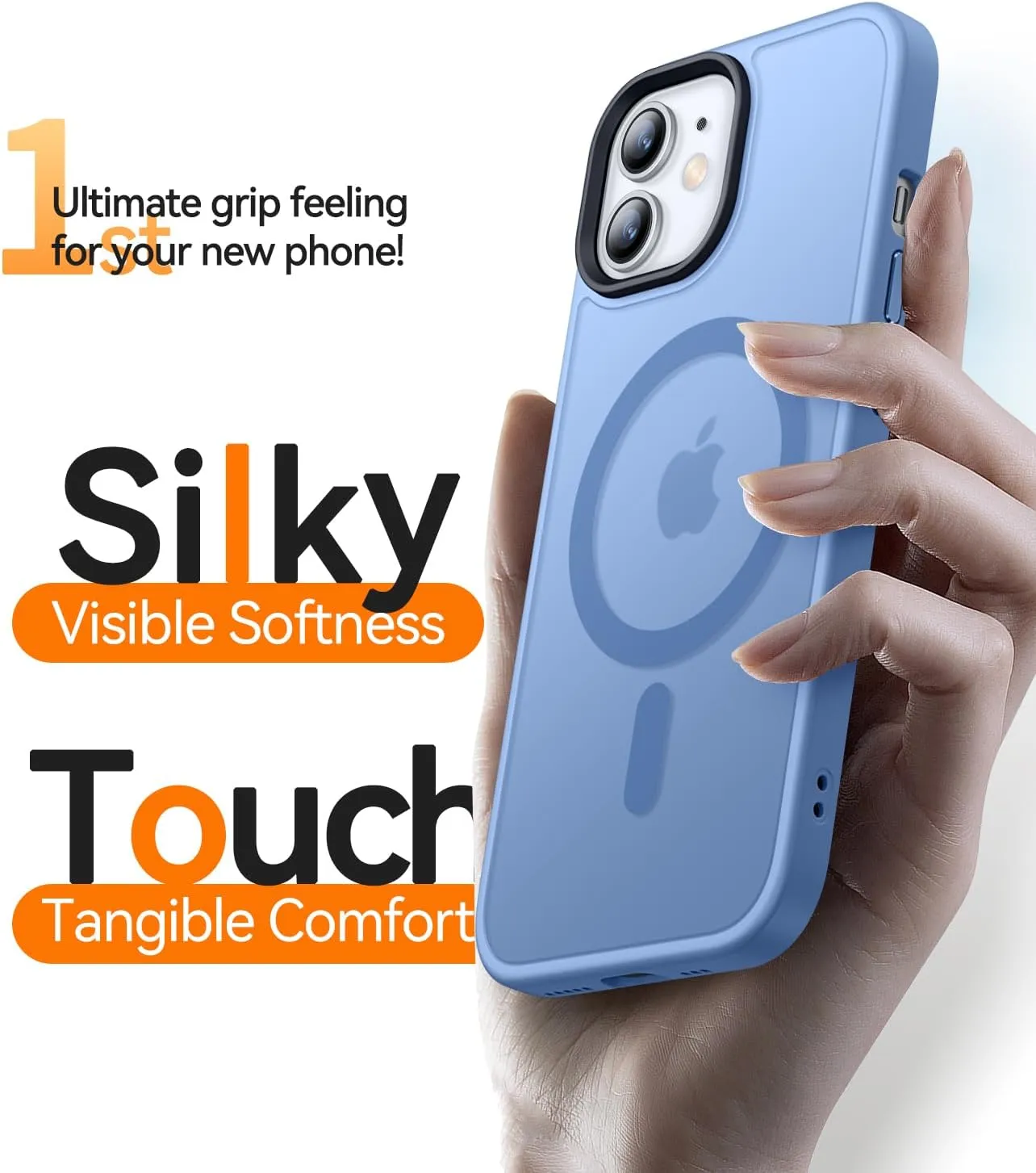 CANSHN Magnetic Compatible with iPhone 12 Case/iPhone 12 Pro Case [Compatible with Magsafe] [Translucent Matte] Slim Thin Shockproof Protective Bumper Cover Phone Case 6.1 Inch - Sky Blue