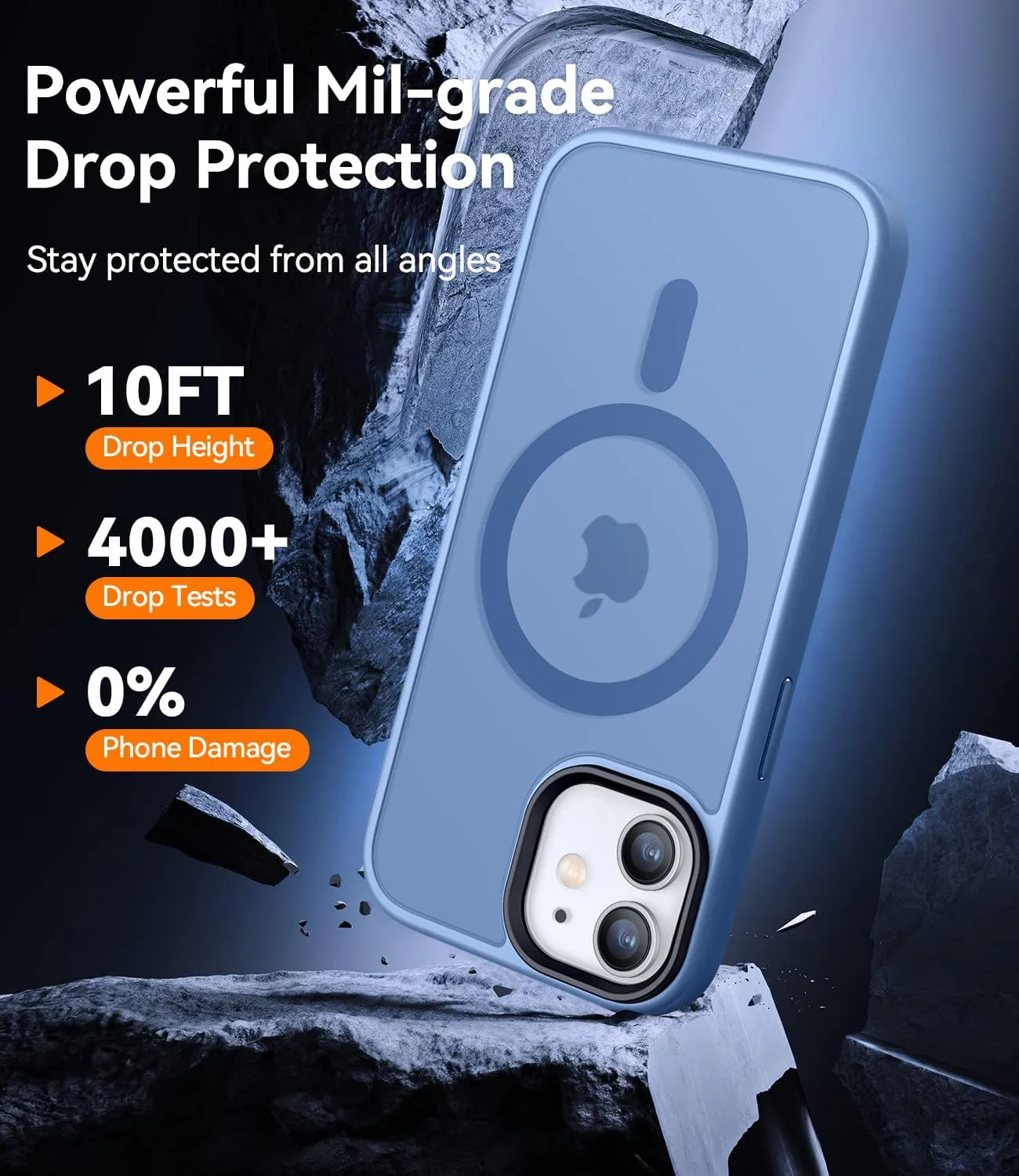 CANSHN Magnetic Compatible with iPhone 12 Case/iPhone 12 Pro Case [Compatible with Magsafe] [Translucent Matte] Slim Thin Shockproof Protective Bumper Cover Phone Case 6.1 Inch - Sky Blue