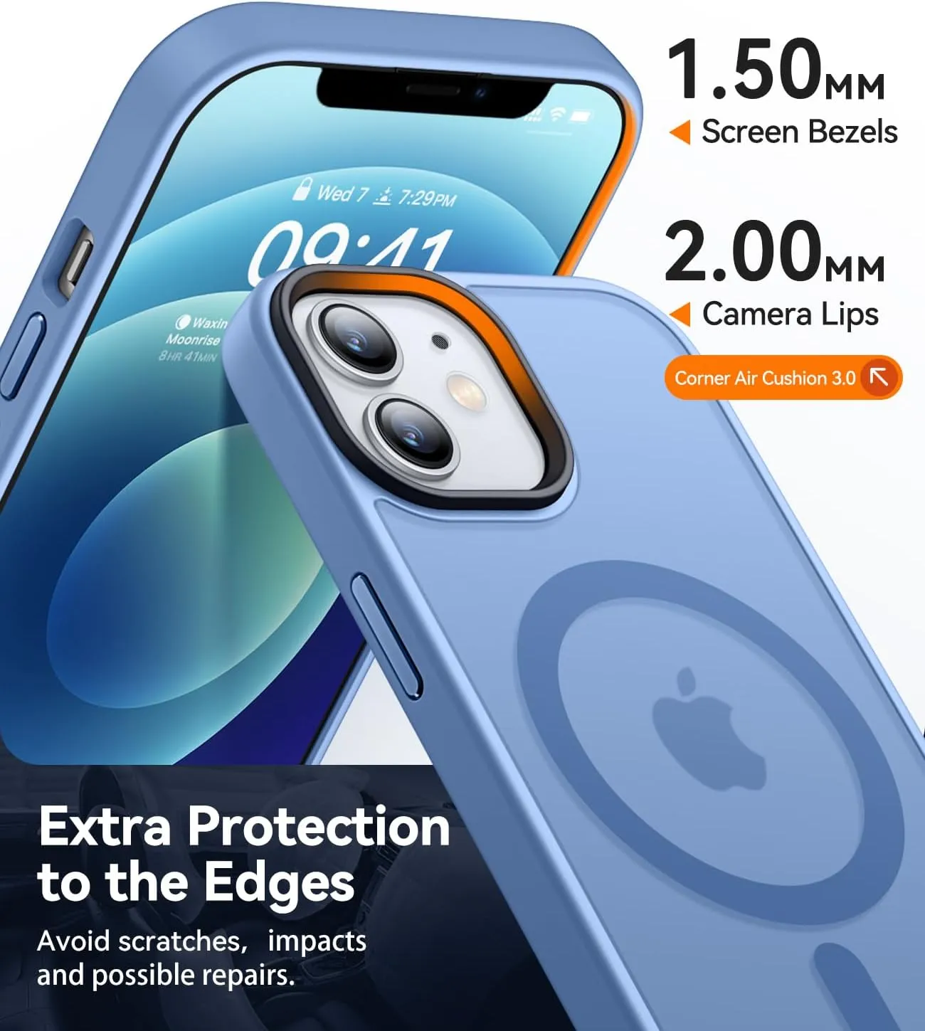 CANSHN Magnetic Compatible with iPhone 12 Case/iPhone 12 Pro Case [Compatible with Magsafe] [Translucent Matte] Slim Thin Shockproof Protective Bumper Cover Phone Case 6.1 Inch - Sky Blue