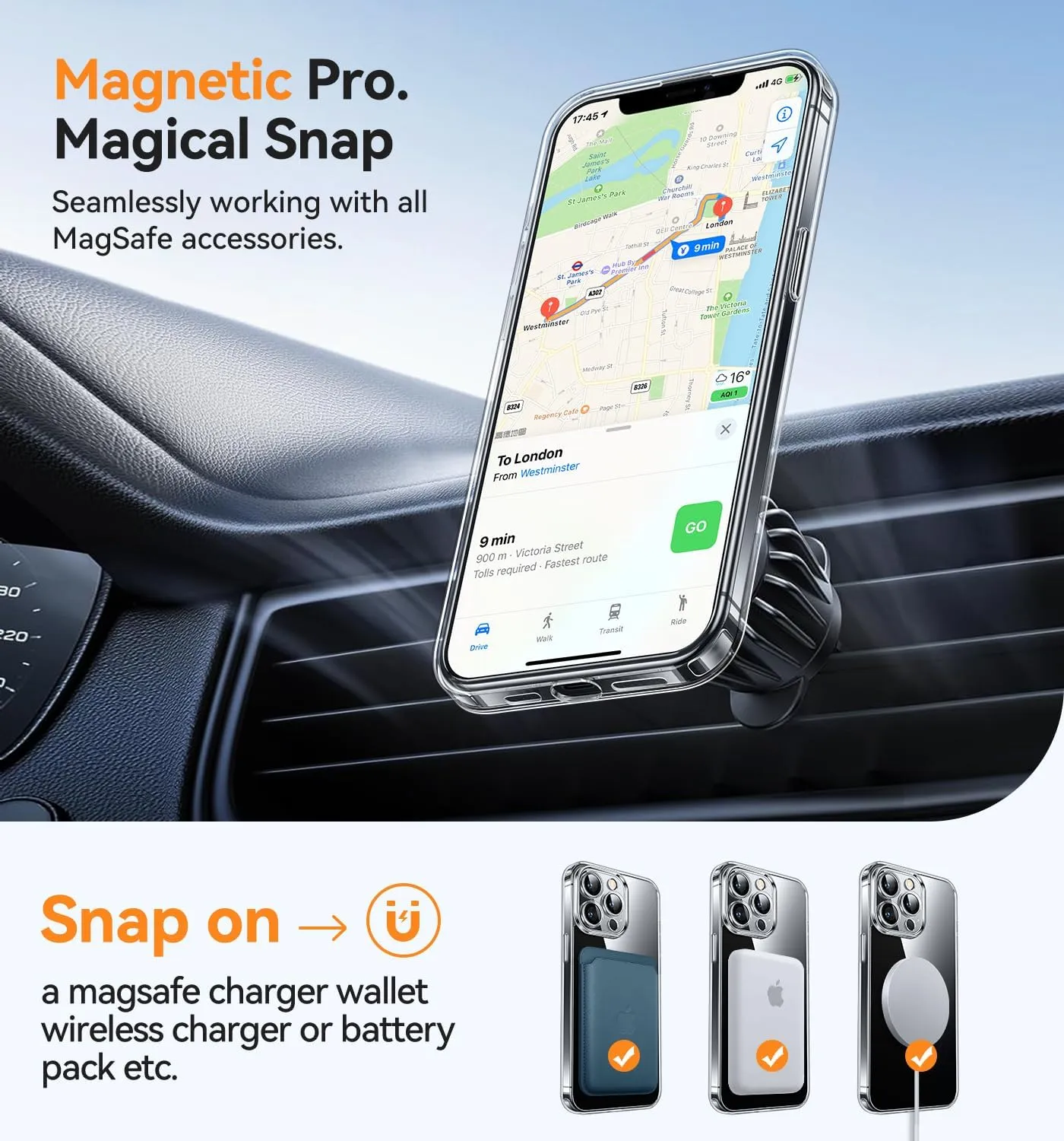 CANSHN Magnetic Compatible with iPhone 13 Pro Max Case, Upgraded [Full Camera Protection] [Compatible with Magsafe] Non-Yellowing Shockproof Protective Bumper Phone Case 6.7 inch - Clear