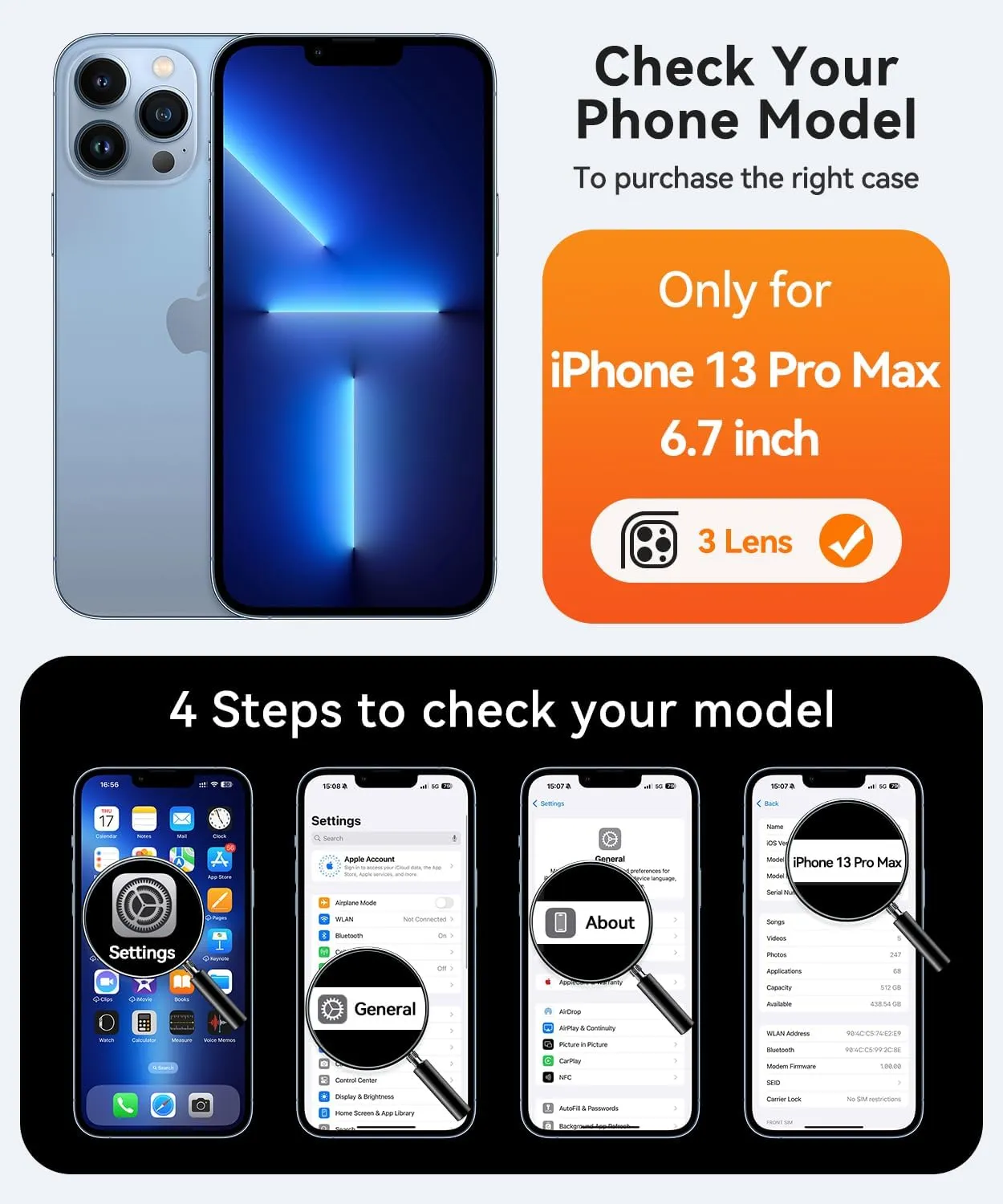 CANSHN Magnetic Compatible with iPhone 13 Pro Max Case, Upgraded [Full Camera Protection] [Compatible with Magsafe] [Translucent Matte] Shockproof Protective Phone Case Cover 6.7 Inch - Deep Blue