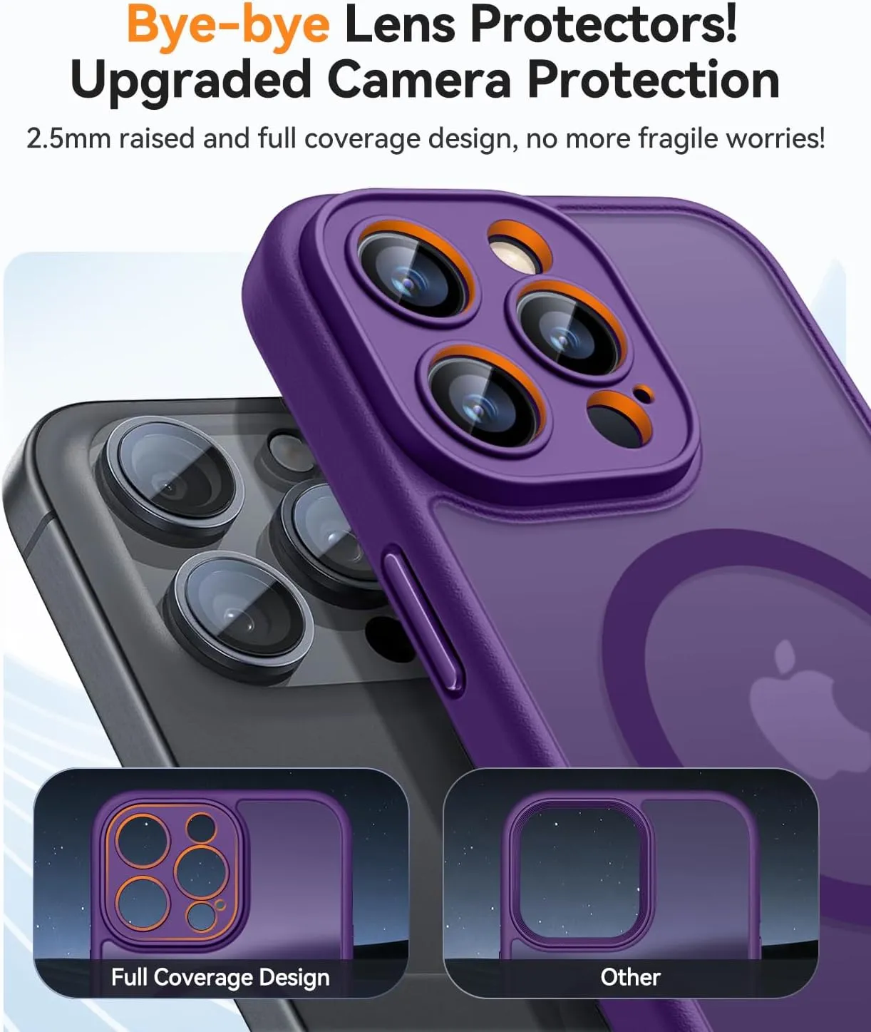 CANSHN Magnetic Compatible with iPhone 13 Pro Max Case, Upgraded [Full Camera Protection] [Compatible with Magsafe] [Translucent Matte] Shockproof Protective Phone Case Cover 6.7 Inch - Deep Purple