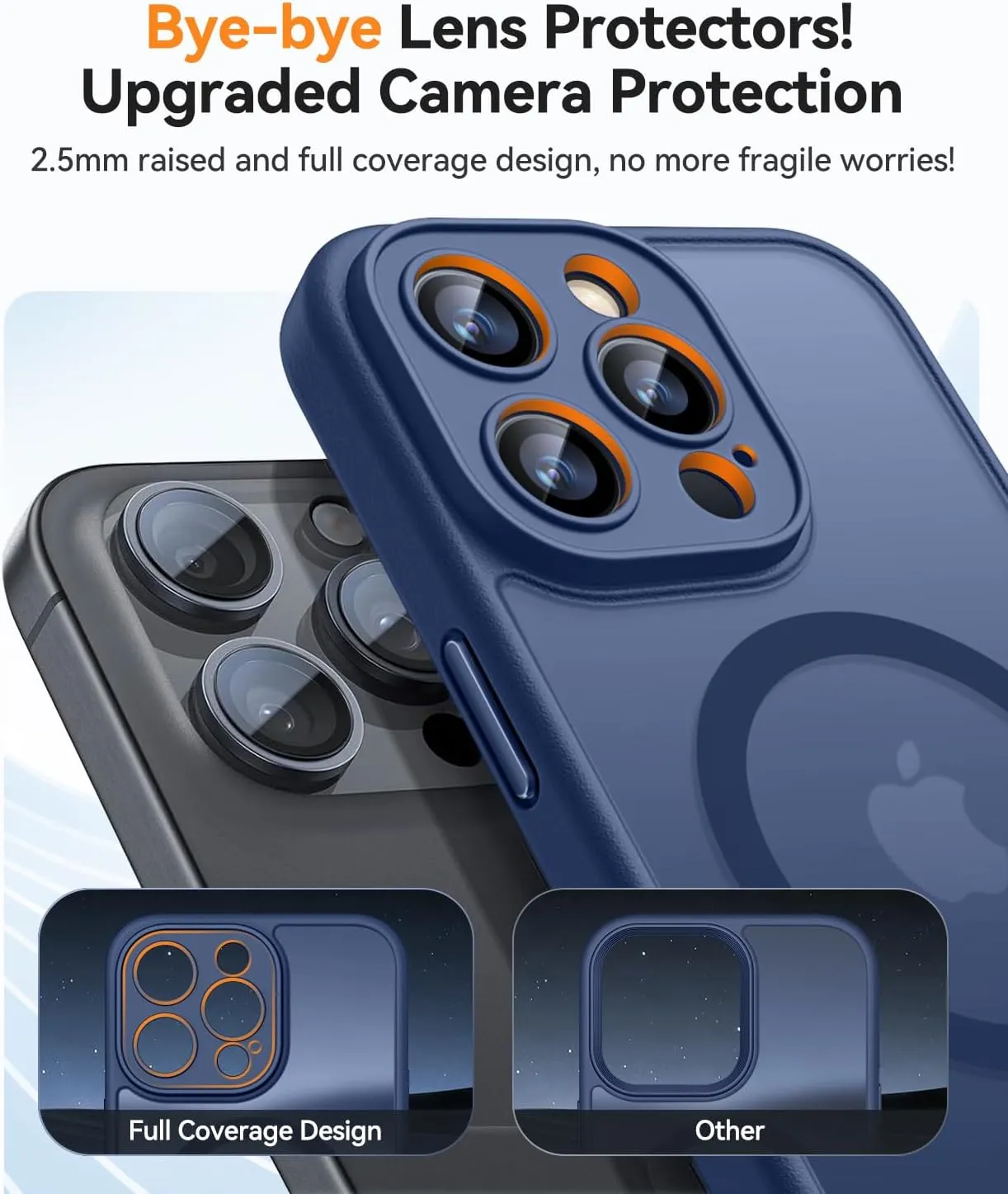 CANSHN Magnetic Compatible with iPhone 15 Pro Max Case, Upgraded [Full Camera Protection] [Compatible with Magsafe] [Translucent Matte] Shockproof Protective Phone Case Cover 6.7 Inch - Deep Blue