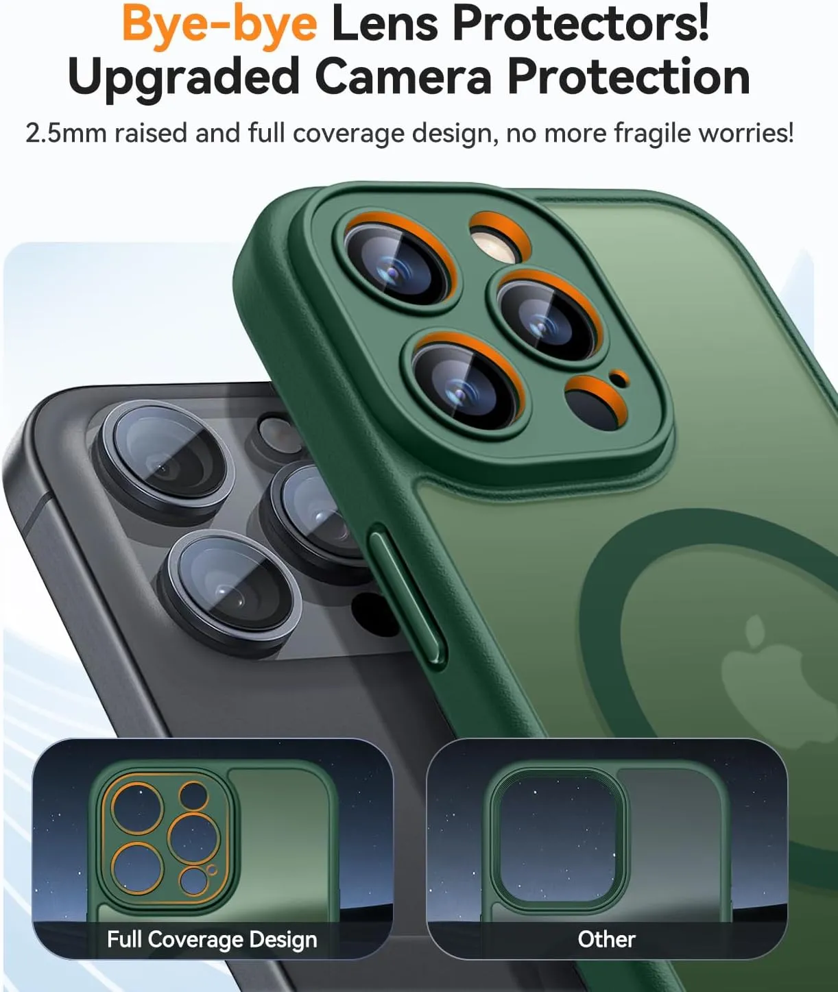 CANSHN Magnetic Compatible with iPhone 15 Pro Max Case, Upgraded [Full Camera Protection] [Compatible with Magsafe] [Translucent Matte] Shockproof Protective Phone Case Cover 6.7 Inch - Deep Green