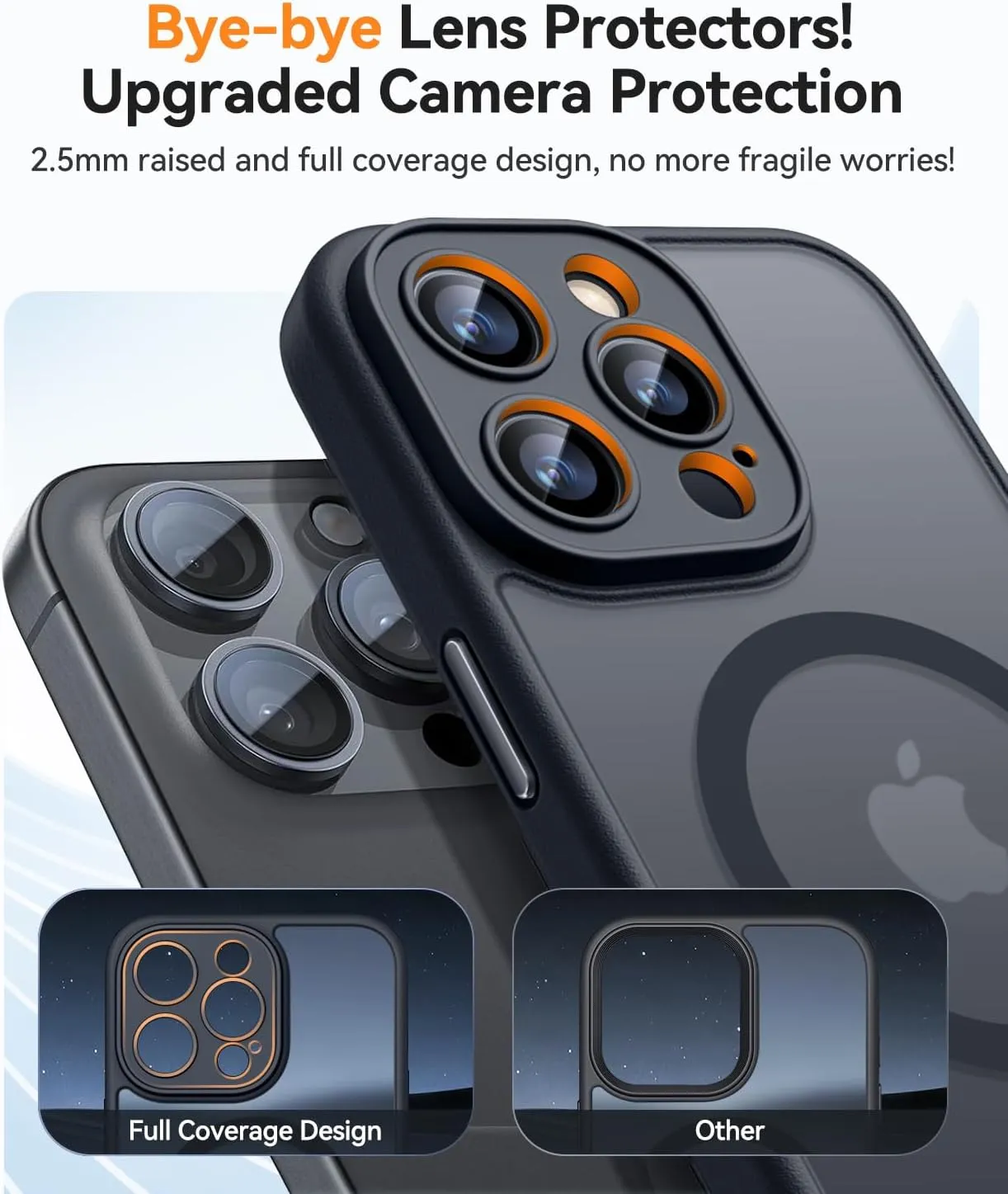 CANSHN Magnetic Compatible with iPhone 15 Pro Max Case, Upgraded [Full Camera Protection] [Compatible with Magsafe] [Translucent Matte] Shockproof Protective Phone Case Cvoer 6.7 Inch - Black