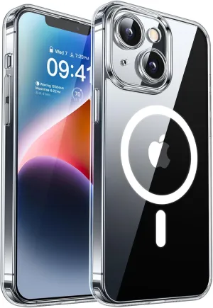 CANSHN Magnetic for iPhone 14 Case Clear, Upgraded [Full Camera Protection] [Compatible with Magsafe] Non-Yellowing Protective Shockproof Bumper Phone Case 6.1 inch - Clear