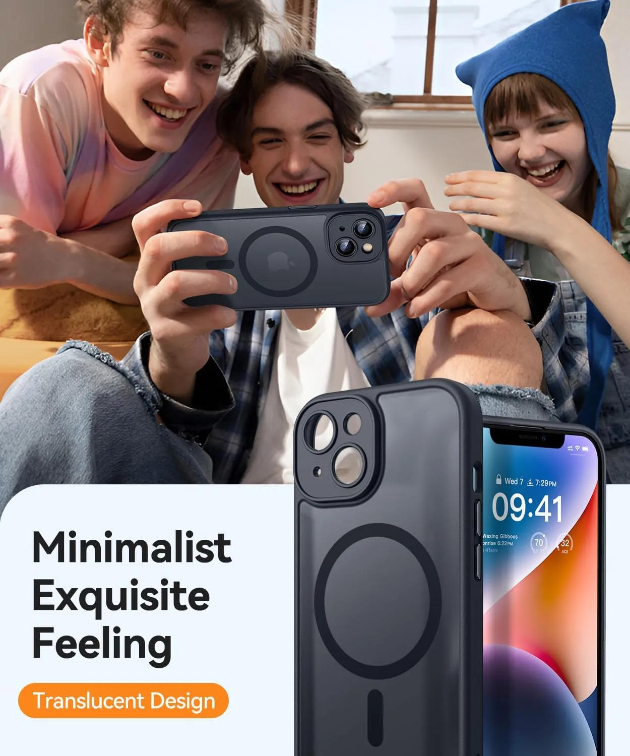 CANSHN Magnetic for iPhone 14 Case, Upgraded [Full Camera Protection] [Compatible with Magsafe] [Translucent Matte] Shockproof Protective Phone Case for iPhone 14 6.1" - Black