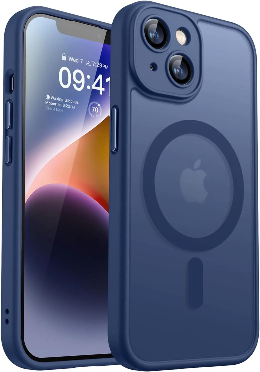 CANSHN Magnetic for iPhone 14 Case, Upgraded [Full Camera Protection] [Compatible with Magsafe] [Translucent Matte] Shockproof Protective Phone Case for iPhone 14 6.1" - Deep Blue