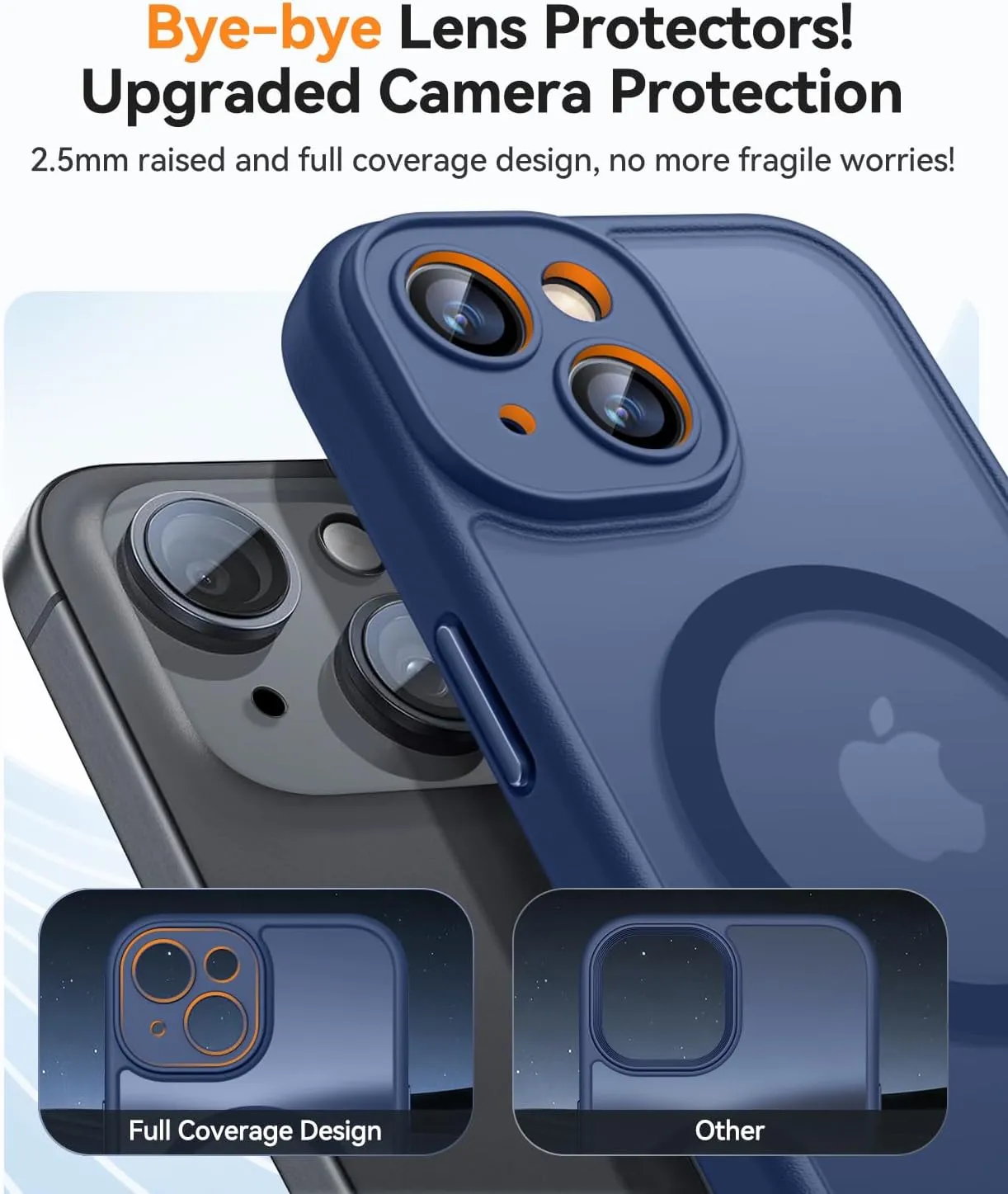 CANSHN Magnetic for iPhone 14 Case, Upgraded [Full Camera Protection] [Compatible with Magsafe] [Translucent Matte] Shockproof Protective Phone Case for iPhone 14 6.1" - Deep Blue