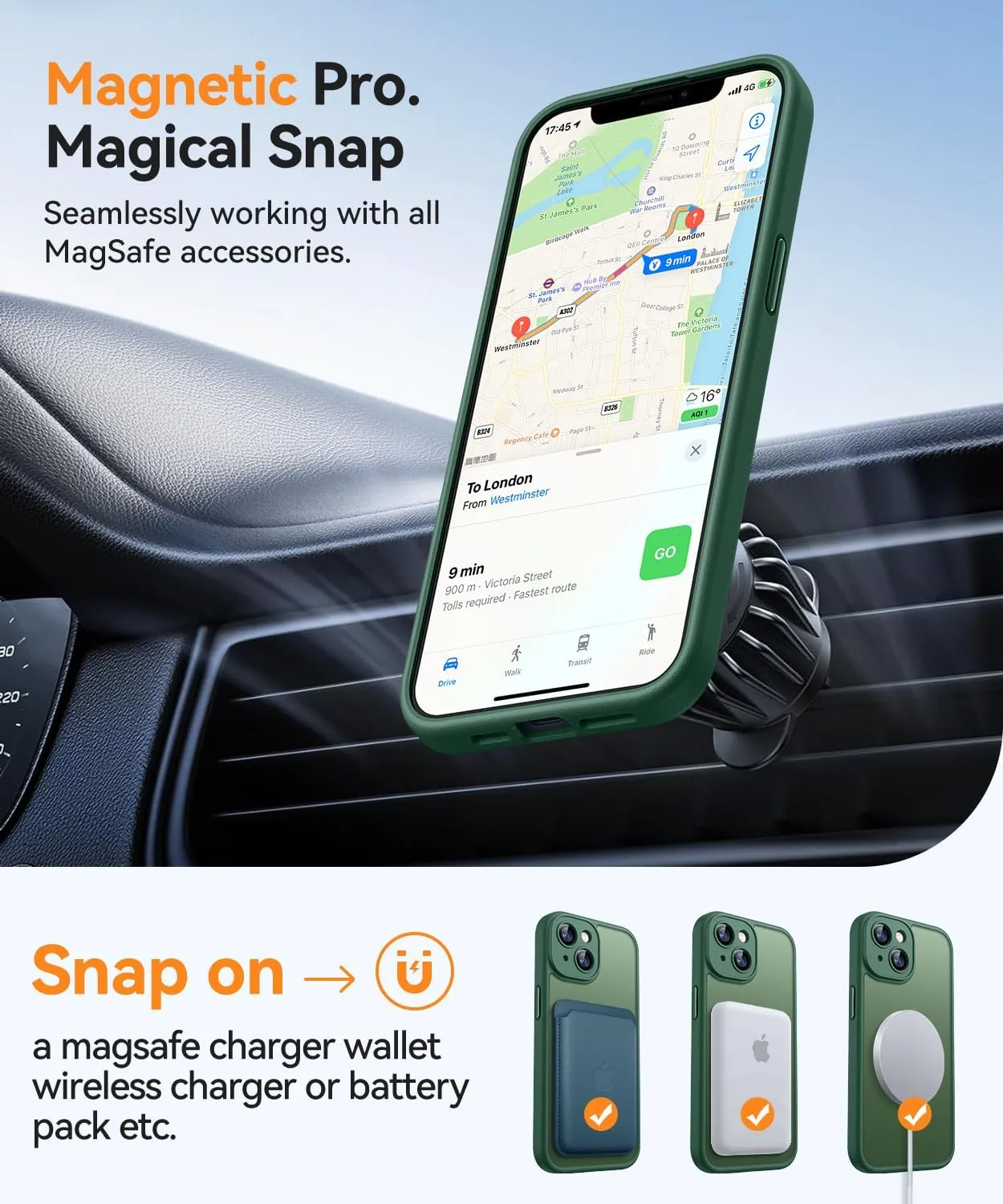 CANSHN Magnetic for iPhone 14 Case, Upgraded [Full Camera Protection] [Compatible with Magsafe] [Translucent Matte] Shockproof Protective Phone Case for iPhone 14 6.1" - Deep Green