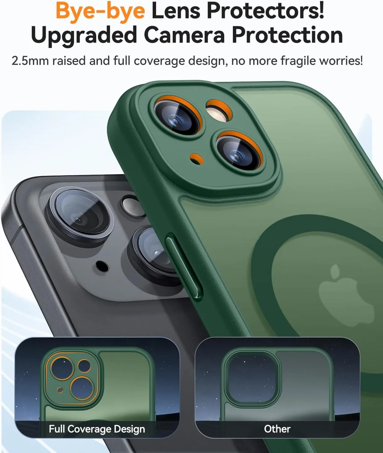CANSHN Magnetic for iPhone 14 Case, Upgraded [Full Camera Protection] [Compatible with Magsafe] [Translucent Matte] Shockproof Protective Phone Case for iPhone 14 6.1" - Deep Green
