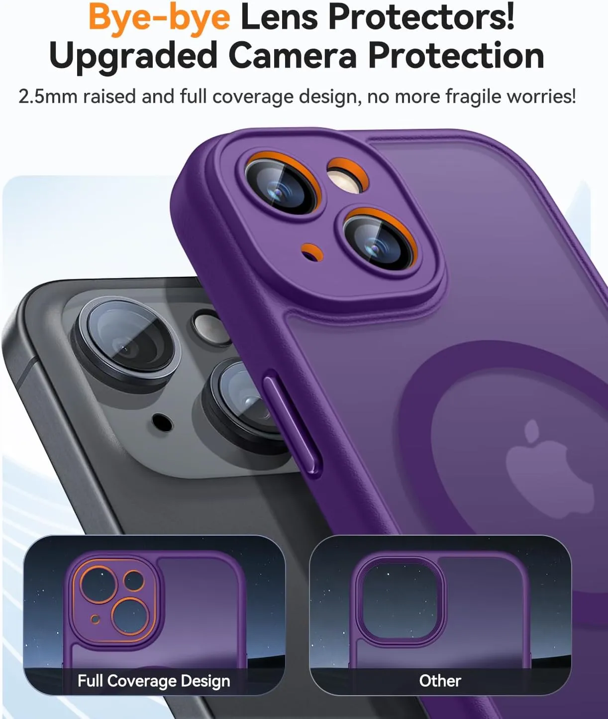 CANSHN Magnetic for iPhone 14 Case, Upgraded [Full Camera Protection] [Compatible with Magsafe] [Translucent Matte] Shockproof Protective Phone Case for iPhone 14 6.1" - Deep Purple