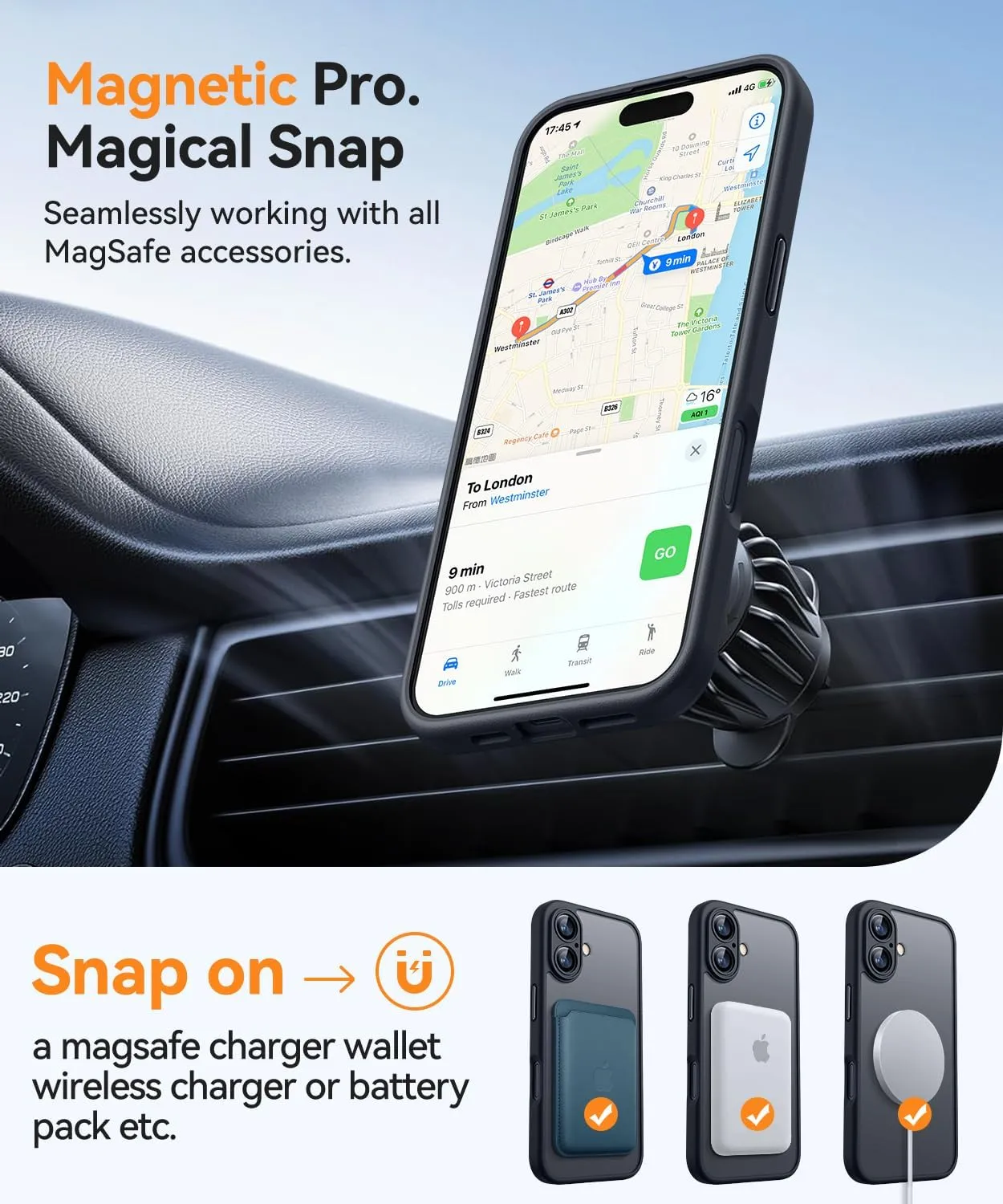 CANSHN Magnetic for iPhone 16 Case, Upgraded [Full Camera Protection] [Compatible with Magsafe] [Translucent Matte] Shockproof Protective Phone Case for iPhone 16 - Black