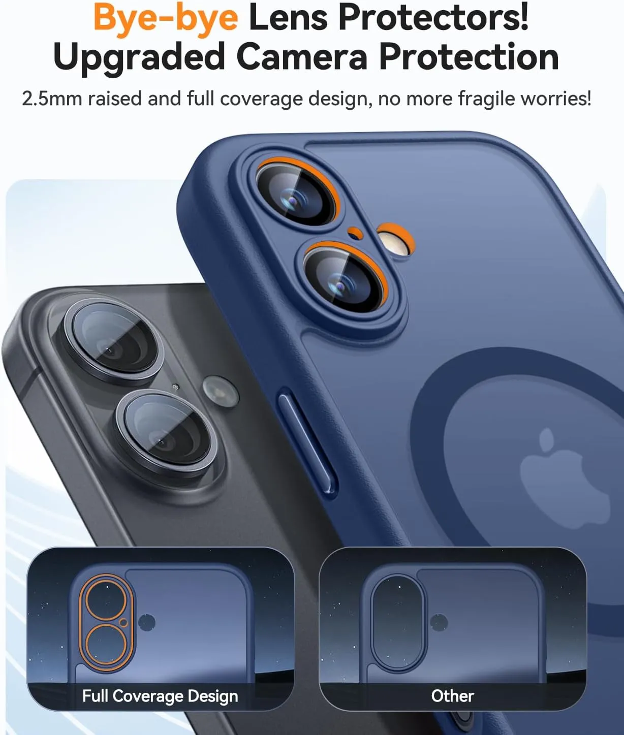 CANSHN Magnetic for iPhone 16 Case, Upgraded [Full Camera Protection] [Compatible with Magsafe] [Translucent Matte] Shockproof Protective Phone Case for iPhone 16 - Deep Blue