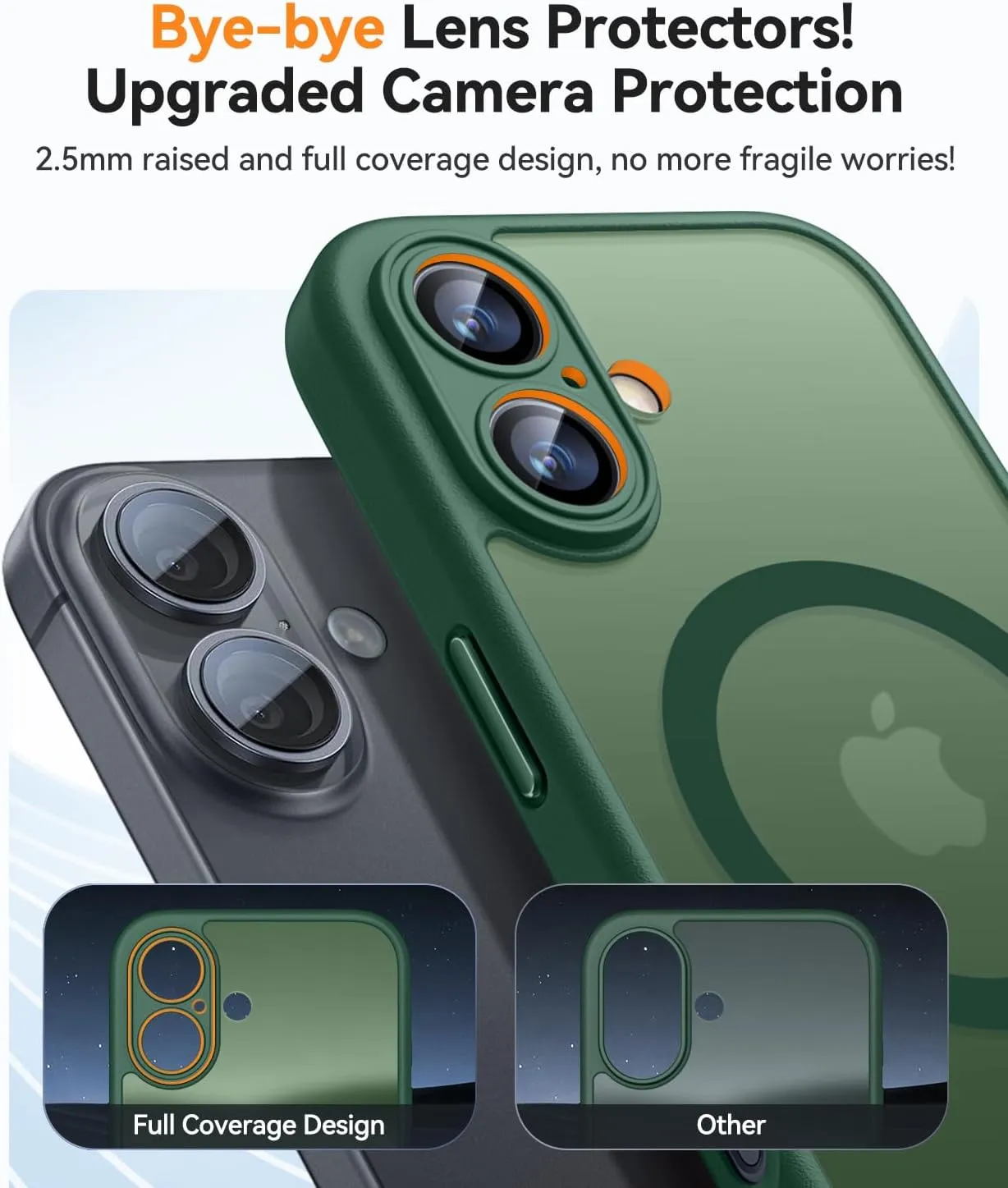 CANSHN Magnetic for iPhone 16 Case, Upgraded [Full Camera Protection] [Compatible with Magsafe] [Translucent Matte] Shockproof Protective Phone Case for iPhone 16 - Deep Green