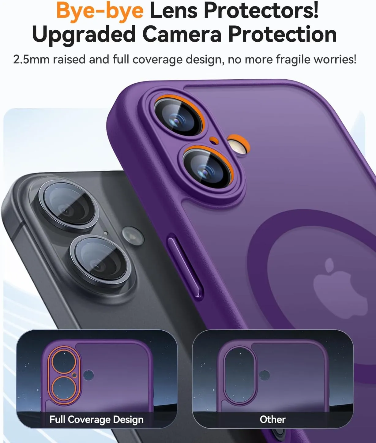 CANSHN Magnetic for iPhone 16 Case, Upgraded [Full Camera Protection] [Compatible with Magsafe] [Translucent Matte] Shockproof Protective Phone Case for iPhone 16 - Deep Purple