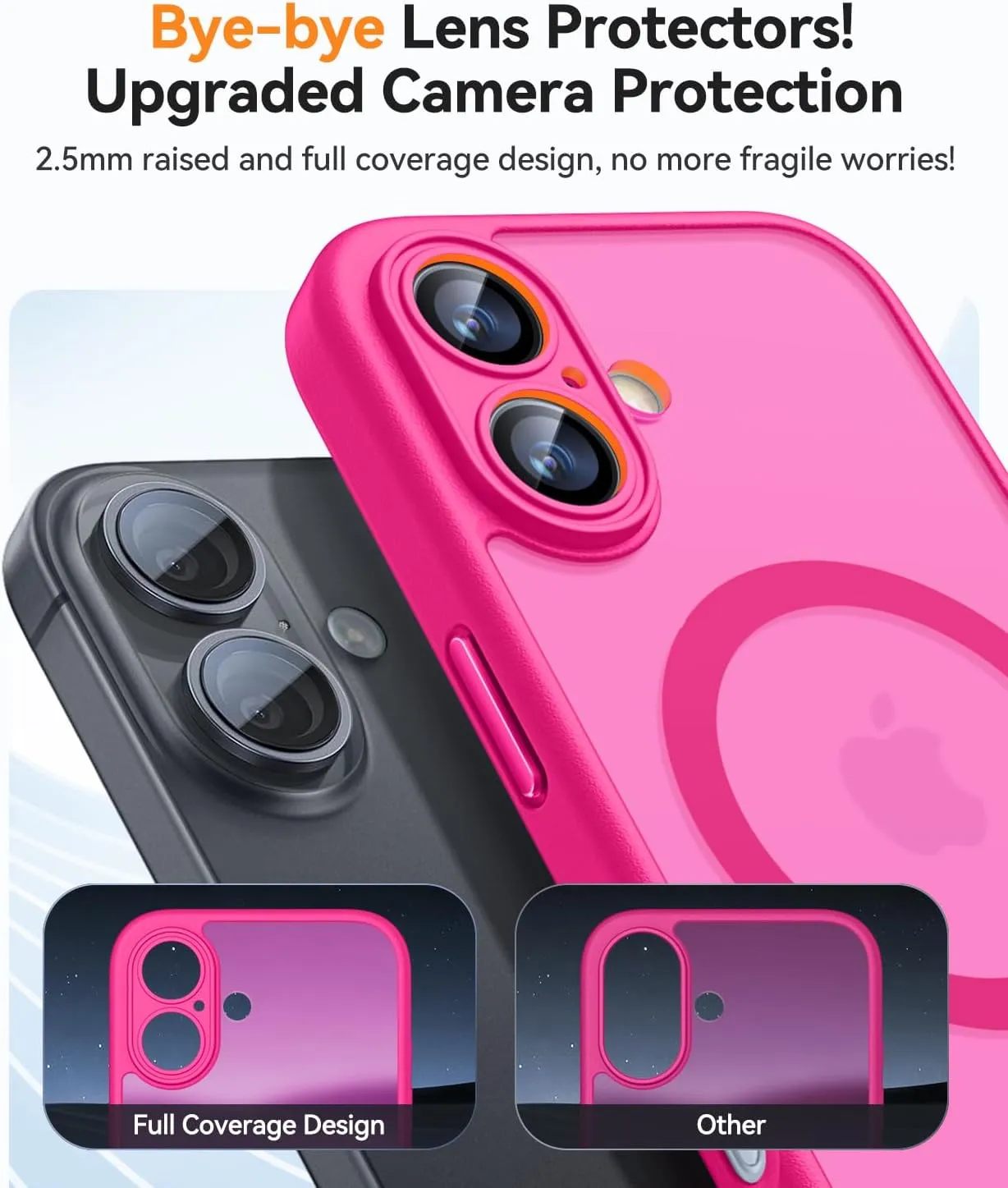 CANSHN Magnetic for iPhone 16 Case, Upgraded [Full Camera Protection] [Compatible with Magsafe] [Translucent Matte] Shockproof Protective Phone Case for iPhone 16 - Hot Pink
