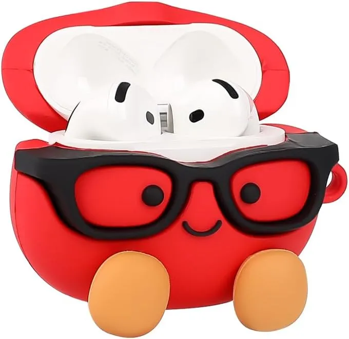 Case for AirPods 4th Generation Earbuds (2024) with Carabiner, Silicone Charging Protective Cover with Cute Skin Design for AirPods 4 Wireless Headphones (Tomatoe)