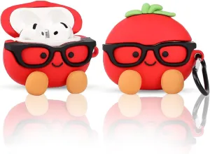 Case for AirPods 4th Generation Earbuds (2024) with Carabiner, Silicone Charging Protective Cover with Cute Skin Design for AirPods 4 Wireless Headphones (Tomatoe)