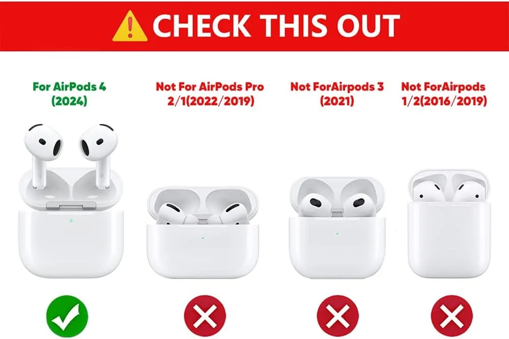 Case for AirPods 4th Generation Earbuds (2024) with Carabiner, Silicone Charging Protective Cover with Cute Skin Design for AirPods 4 Wireless Headphones (Tomatoe)