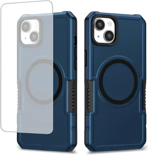 Case for iPhone 11 Case with Tempered Glass Screen Protector, [Compatible with MagSafe] Military-Grade Shockproof Protective Phone Cover for iPhone 11 Blue