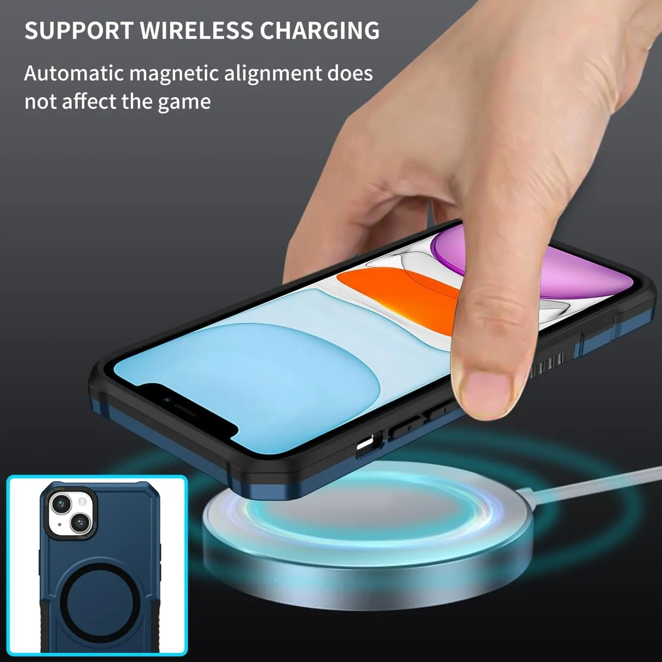 Case for iPhone 11 Case with Tempered Glass Screen Protector, [Compatible with MagSafe] Military-Grade Shockproof Protective Phone Cover for iPhone 11 Blue