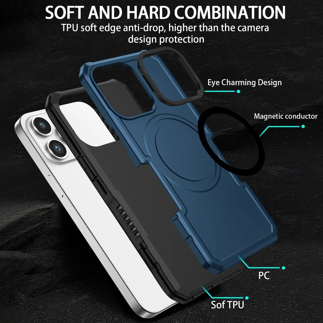 Case for iPhone 11 Case with Tempered Glass Screen Protector, [Compatible with MagSafe] Military-Grade Shockproof Protective Phone Cover for iPhone 11 Blue