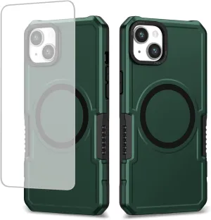 Case for iPhone 11 Case with Tempered Glass Screen Protector, [Compatible with MagSafe] Military-Grade Shockproof Protective Phone Cover for iPhone 11 Green