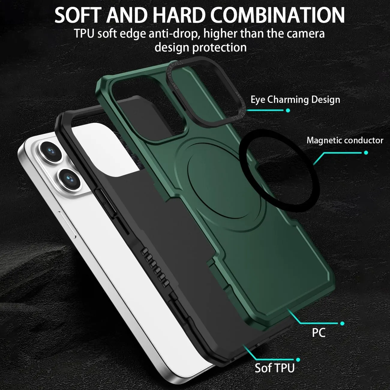 Case for iPhone 11 Case with Tempered Glass Screen Protector, [Compatible with MagSafe] Military-Grade Shockproof Protective Phone Cover for iPhone 11 Green