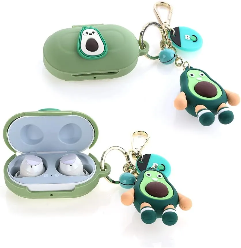 Case for Samsung Galaxy Buds/Plus Earbuds(2019/2020), Suublg Cute Cartoon Silicone Case Cover and Doll Keychain with Lanyard for Girls Boyd Teen