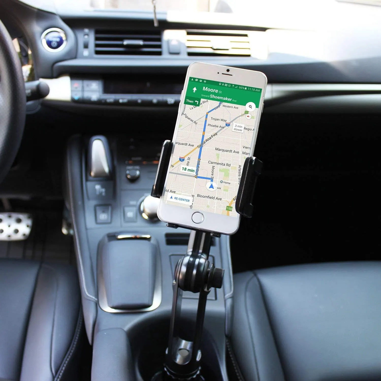 Cellet Car Cup Holder Phone Mount, Phone Holder Mount Cradle Universal Adjustable Compatible for All Smartphones Apple iPhone, Samsung Galaxy Note, LG, Moto Google Pixel (Long Neck)