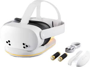 Charging Dock for Meta Quest 3/Oculus Quest 3S, 2-in-1 Charging Station with 2 Rechargeable Batteries, Charger Accessories for Quest 3/3S with RGB Light