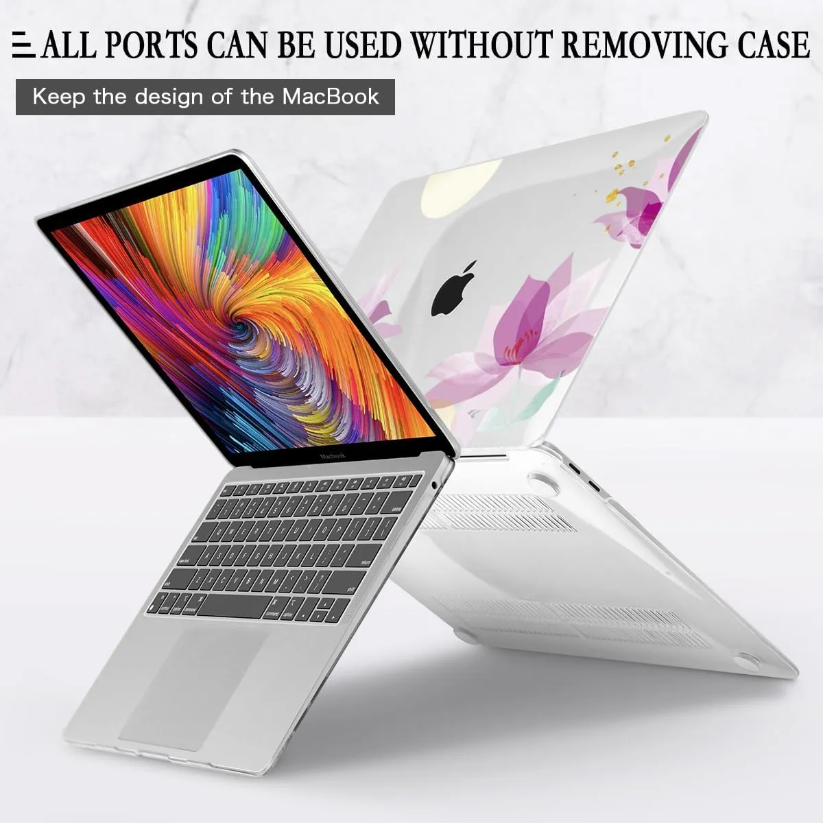 CISSOOK for MacBook Air 13 Inch Case 2021 2020 2019 2018 Release A2337 M1/ A1932 /A2179 with Retina Display Touch ID, Hard Shell Case  Keyboard Cover for MacBook Air 13, Luxury Floral Spring Blossom