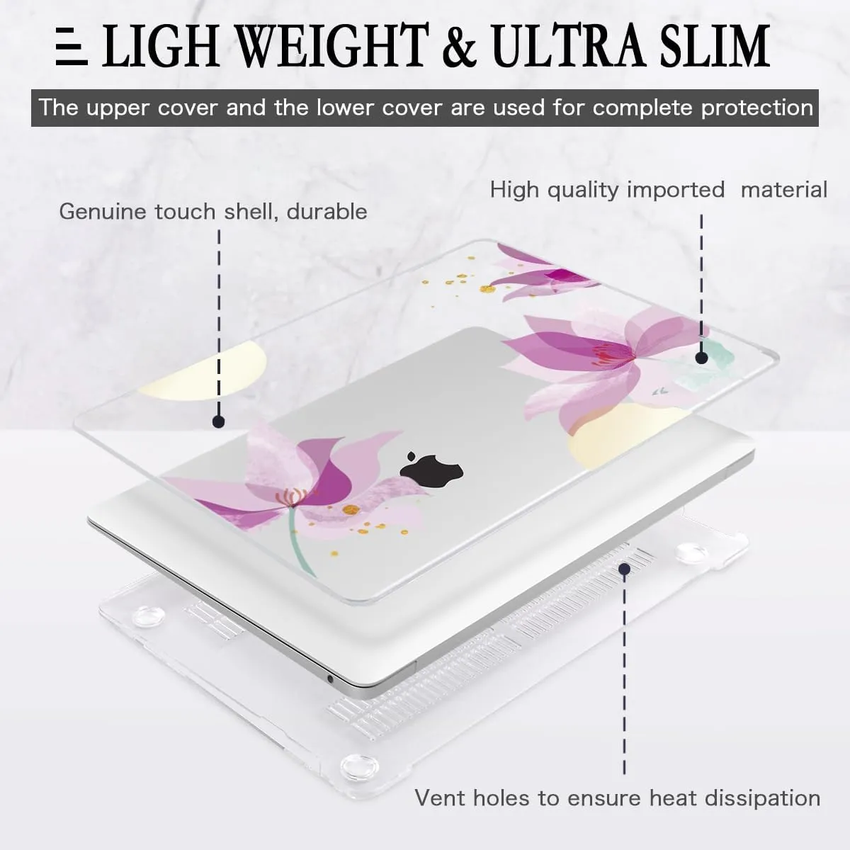 CISSOOK for MacBook Air 13 Inch Case 2021 2020 2019 2018 Release A2337 M1/ A1932 /A2179 with Retina Display Touch ID, Hard Shell Case  Keyboard Cover for MacBook Air 13, Luxury Floral Spring Blossom