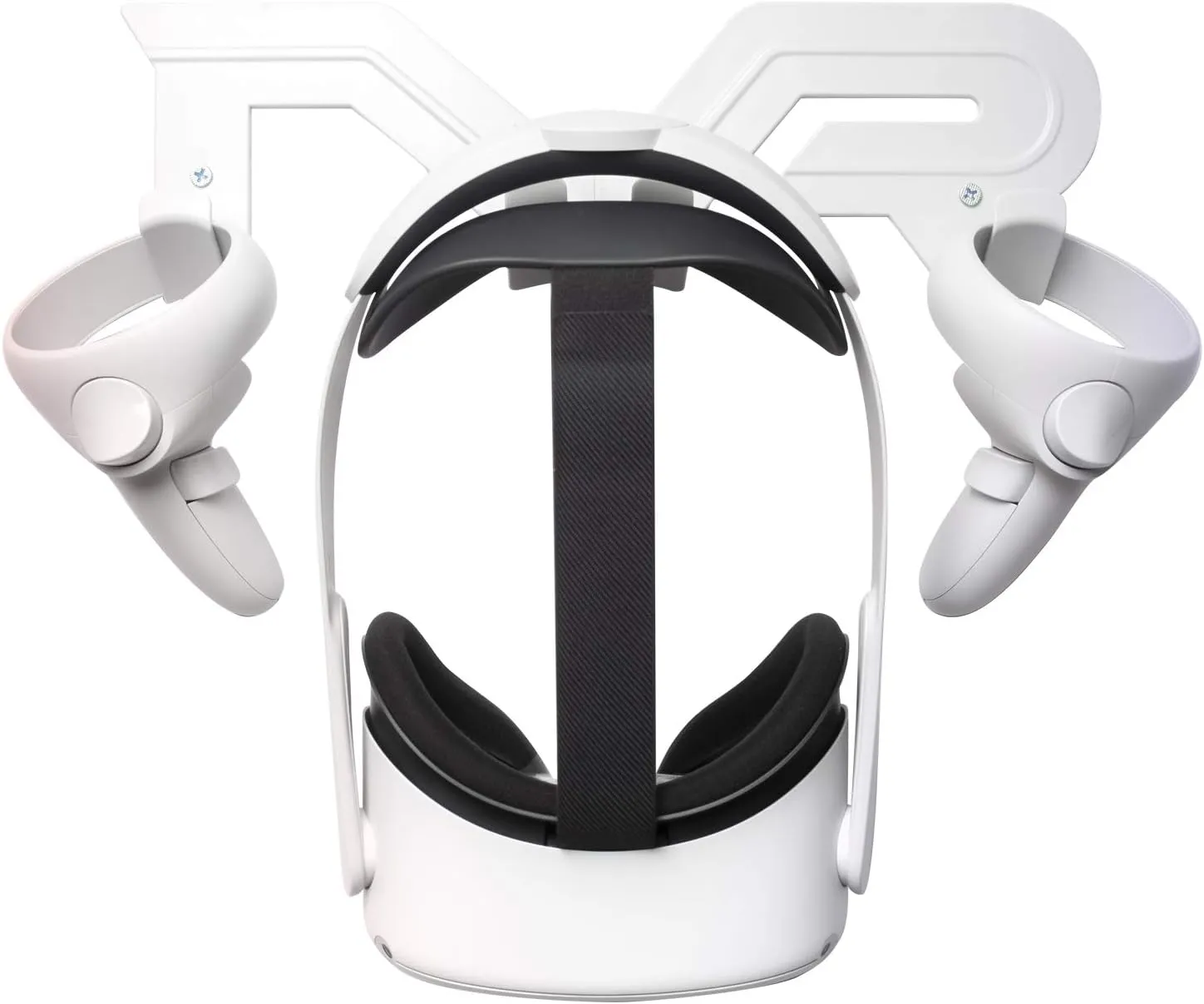 CNBEYOUNG VR Headset Wall Mount Storage Stand Hook Compatible with Quest 3S 3 Quest 2 Pro, Apple Vision Pro, Valve Index, PSVR 2, HTC Vive, Pico 4, Pimax VR MR XR Headsets and Controllers (White)